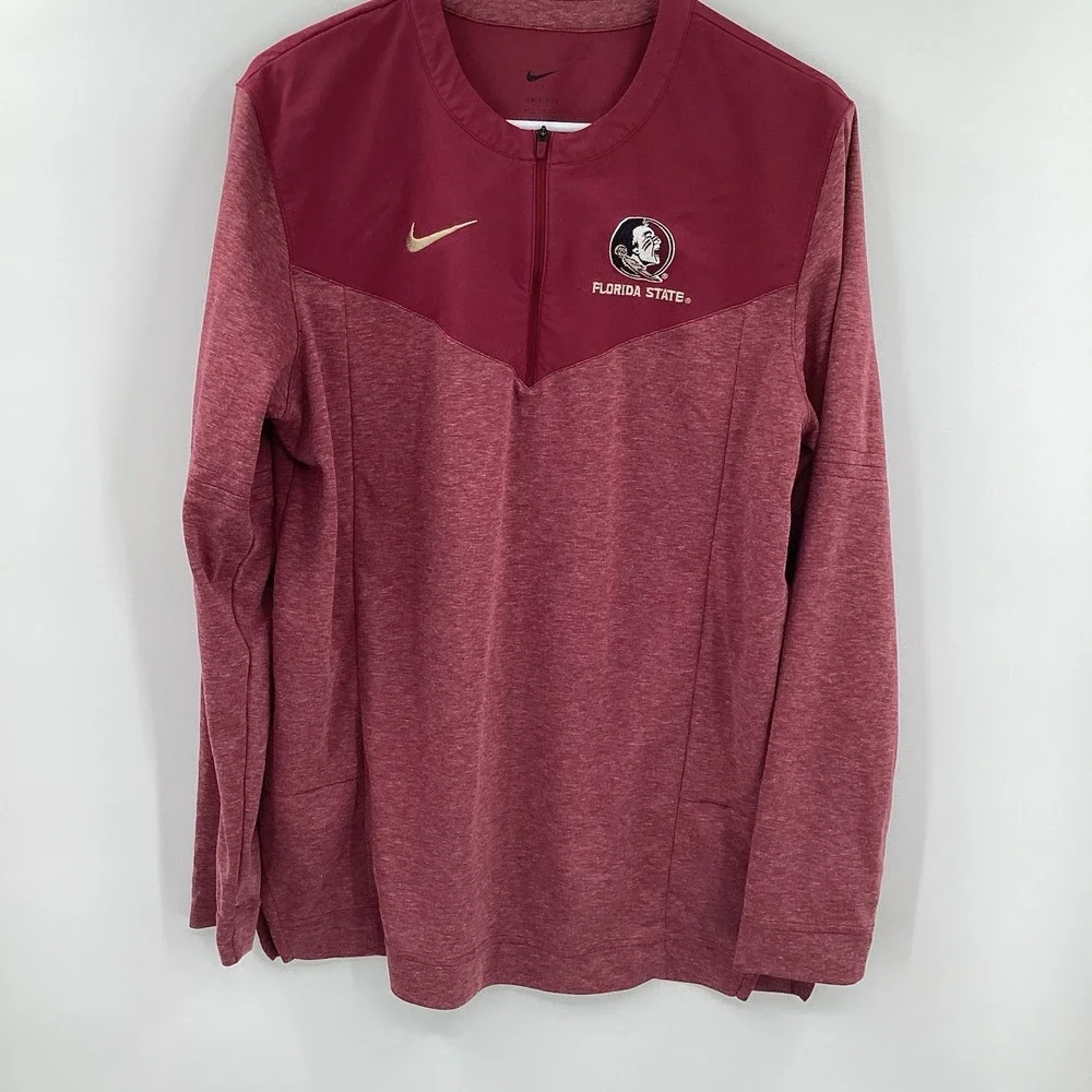 Nike Florida‎ State Seminoles Sideline Team Long Sleeve Shirt Medium Red FSU Zip